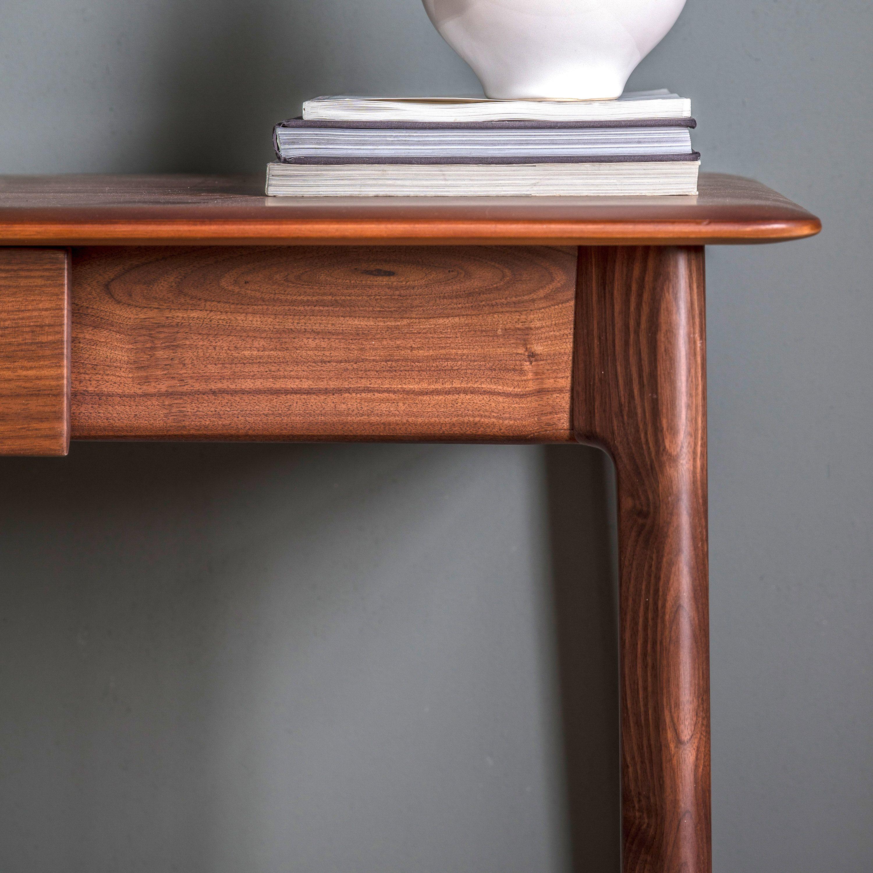 Modera 1 Drawer Solid Oak Desk Walnut - Maison Rêves UK