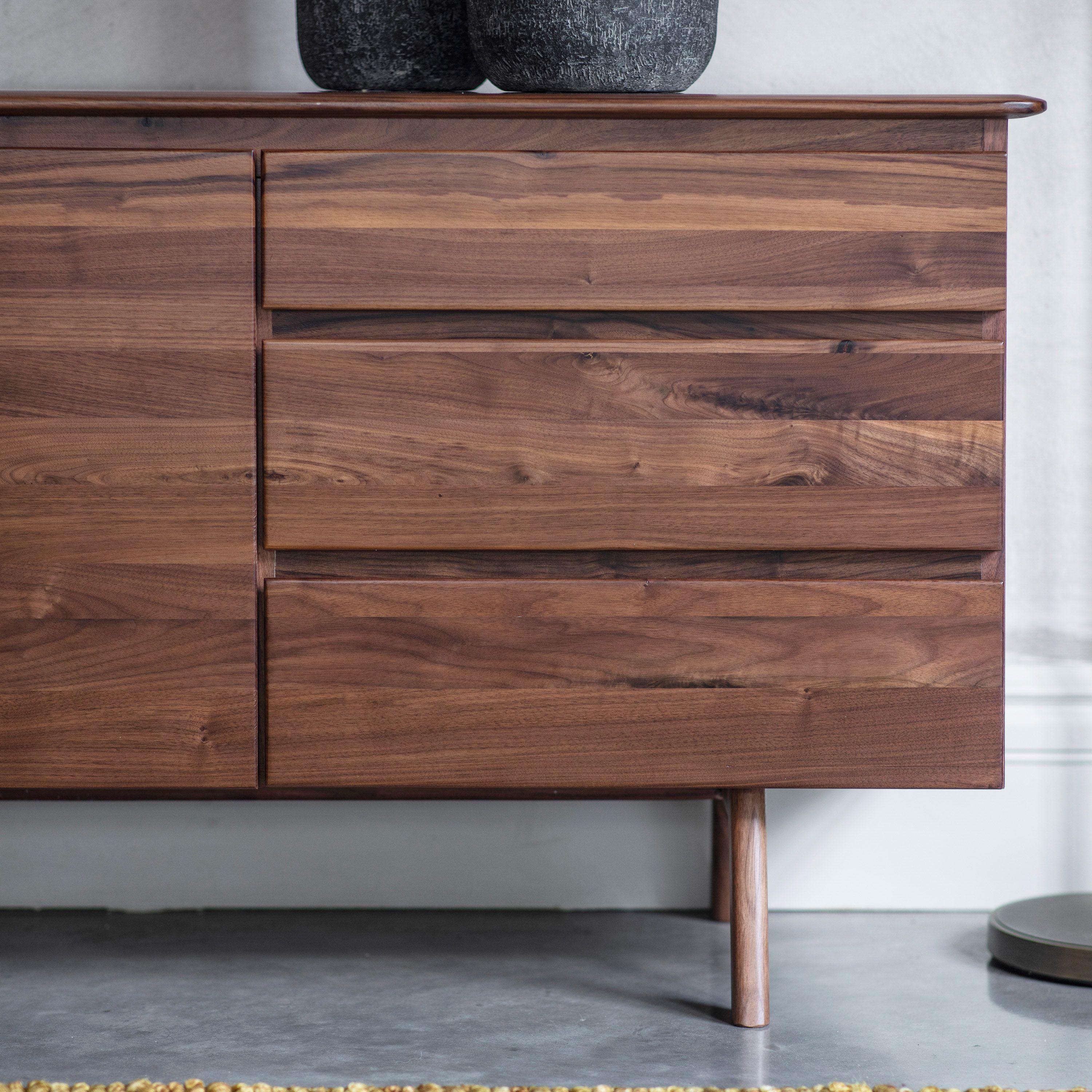 Modera 2 Door / 3 Drawer Solid Oak Sideboard Walnut - Maison Rêves UK