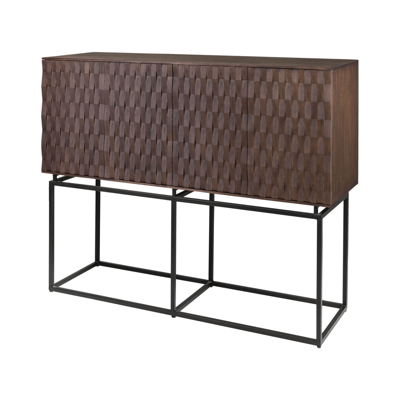 Naga Brown Wood Cabinet with Steel Frame - Maison Rêves UK