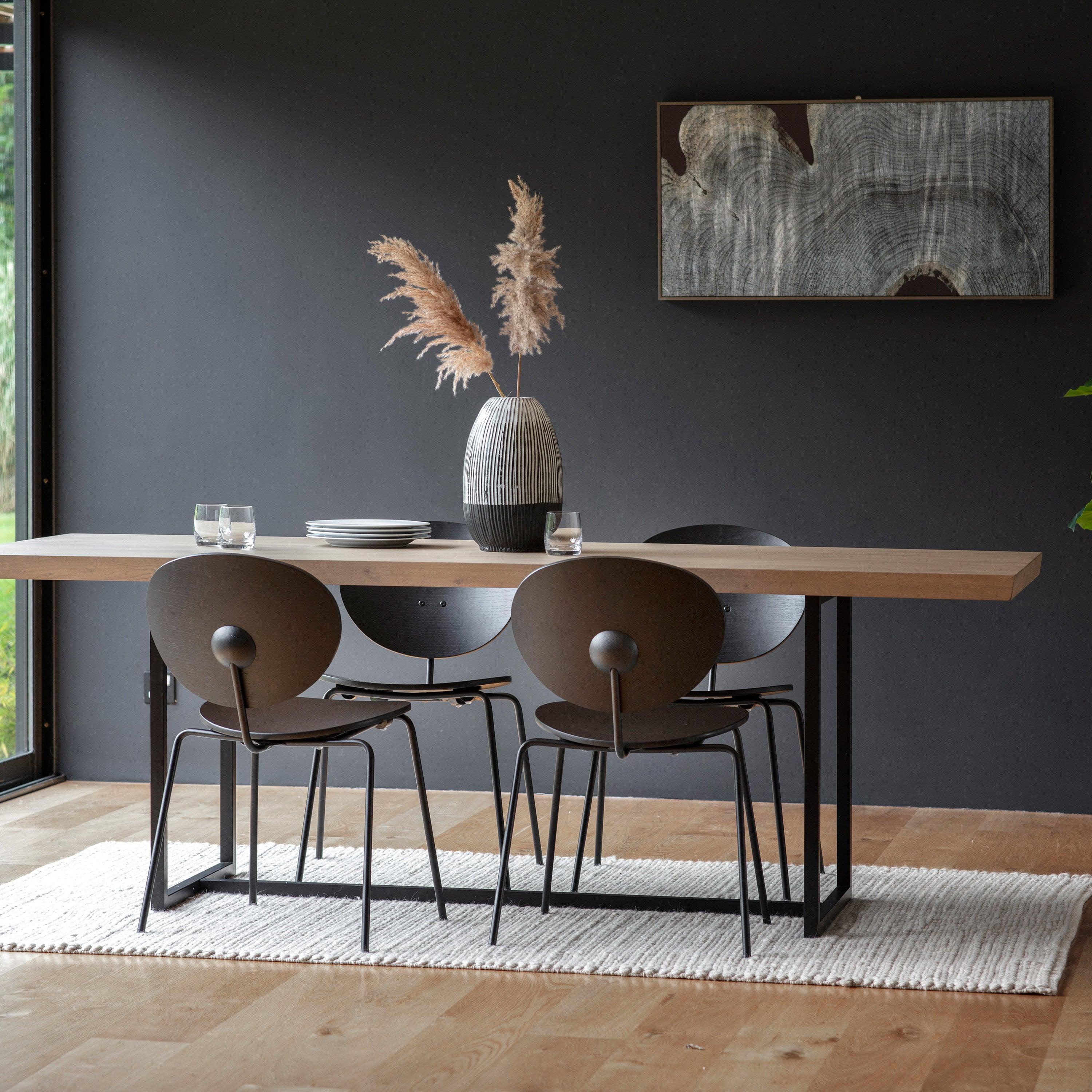 Nimbus Grey Wooden Dining Table Black Metal Base - Maison Rêves UK