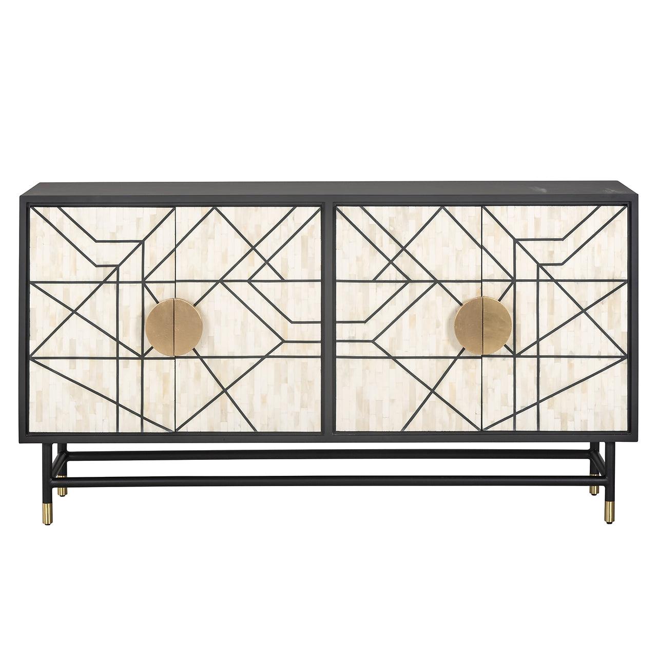 Novas 4 Door Mango Wood Sideboard with Black Iron Frame by Richmond Interiors - Maison Rêves UK