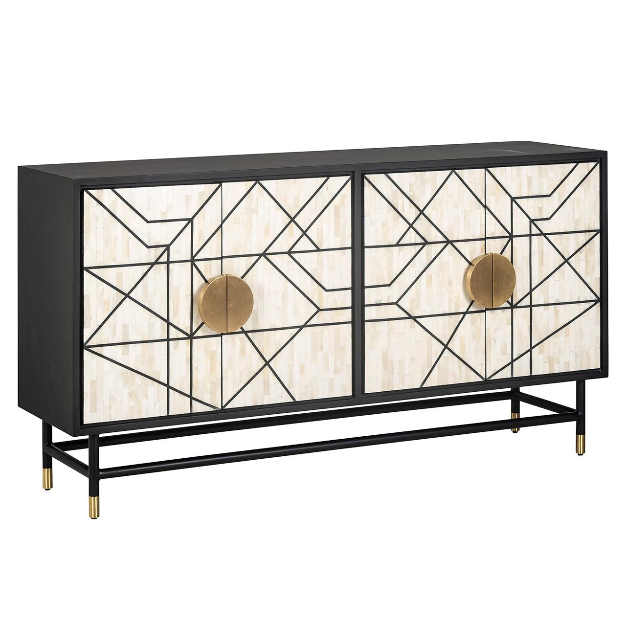Novas 4 Door Mango Wood Sideboard with Black Iron Frame by Richmond Interiors - Maison Rêves UK