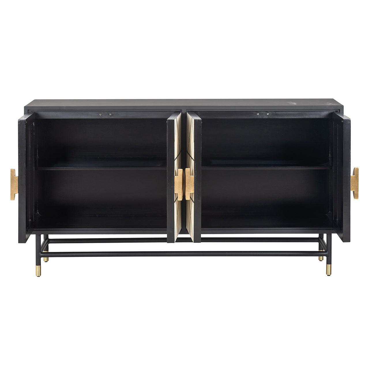 Novas 4 Door Mango Wood Sideboard with Black Iron Frame by Richmond Interiors - Maison Rêves UK