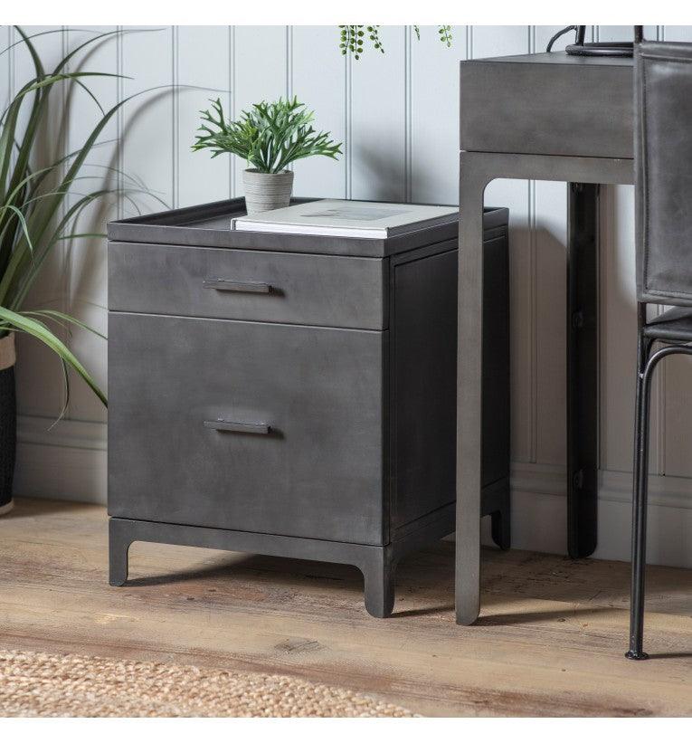 Oakridge 2 Drawer Dark Grey Metal Pedestal - Maison Rêves UK