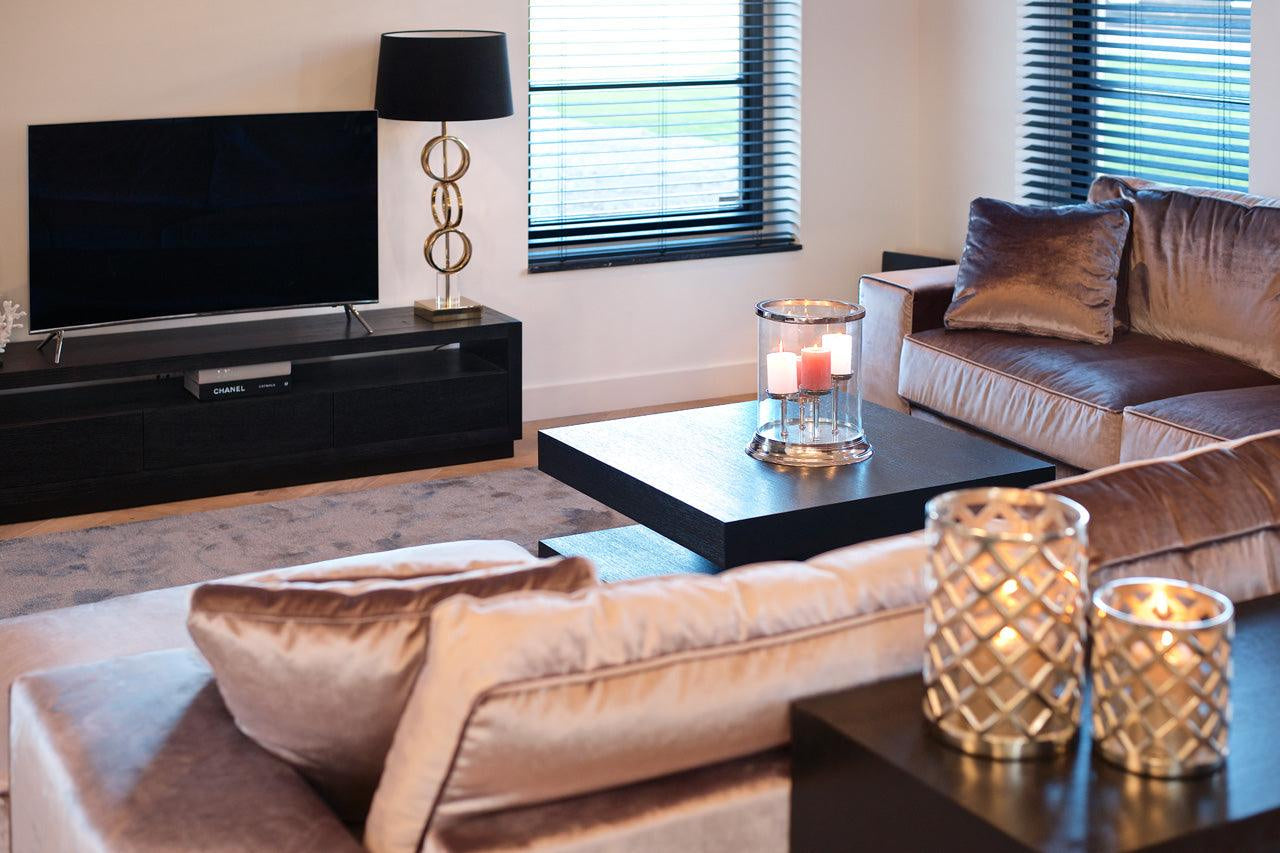 Oakura Black Oak Wood Media Unit by Richmond Interiors - Maison Rêves UK