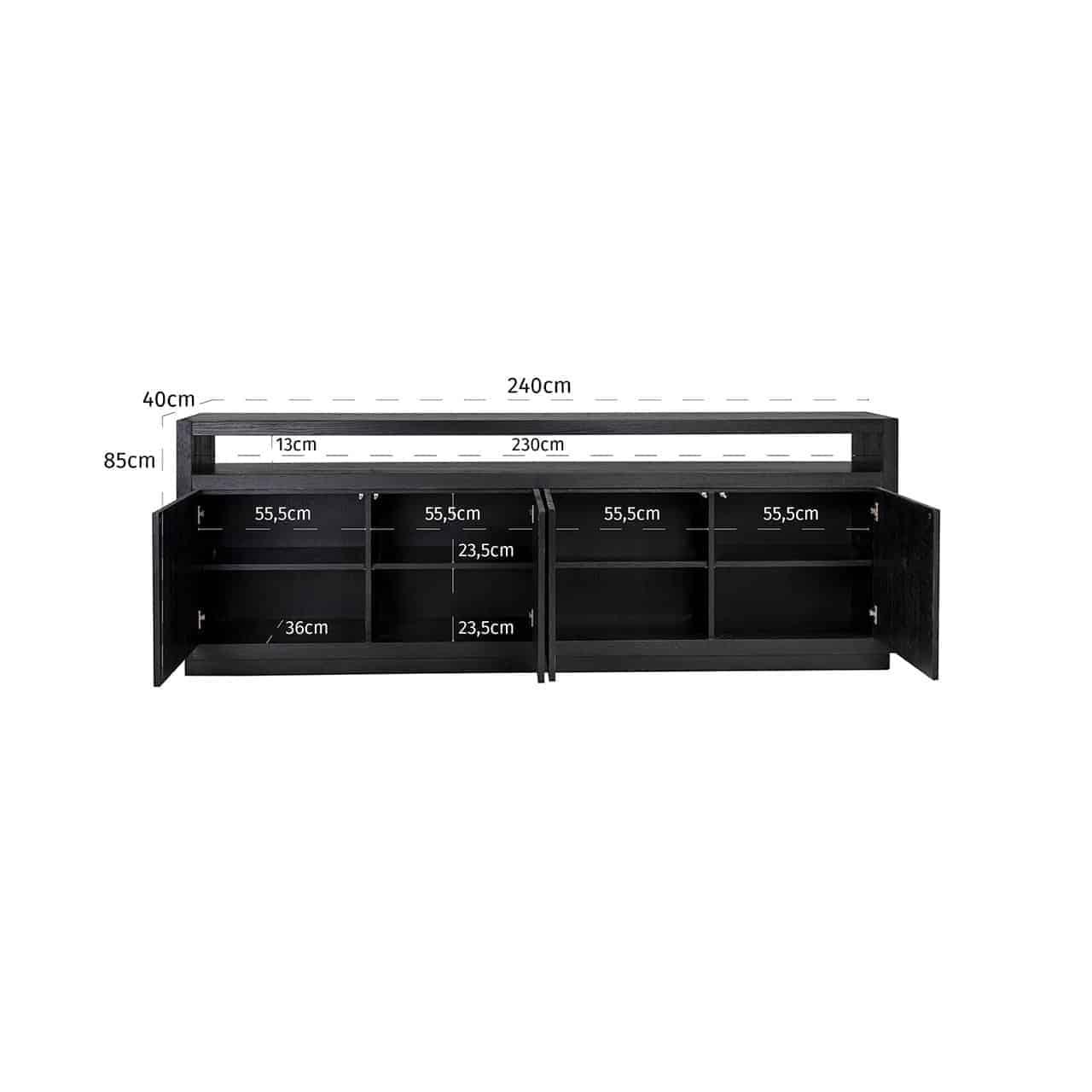 Oakura Large Black Oak Wood Sideboard by Richmond Interiors - Maison Rêves UK