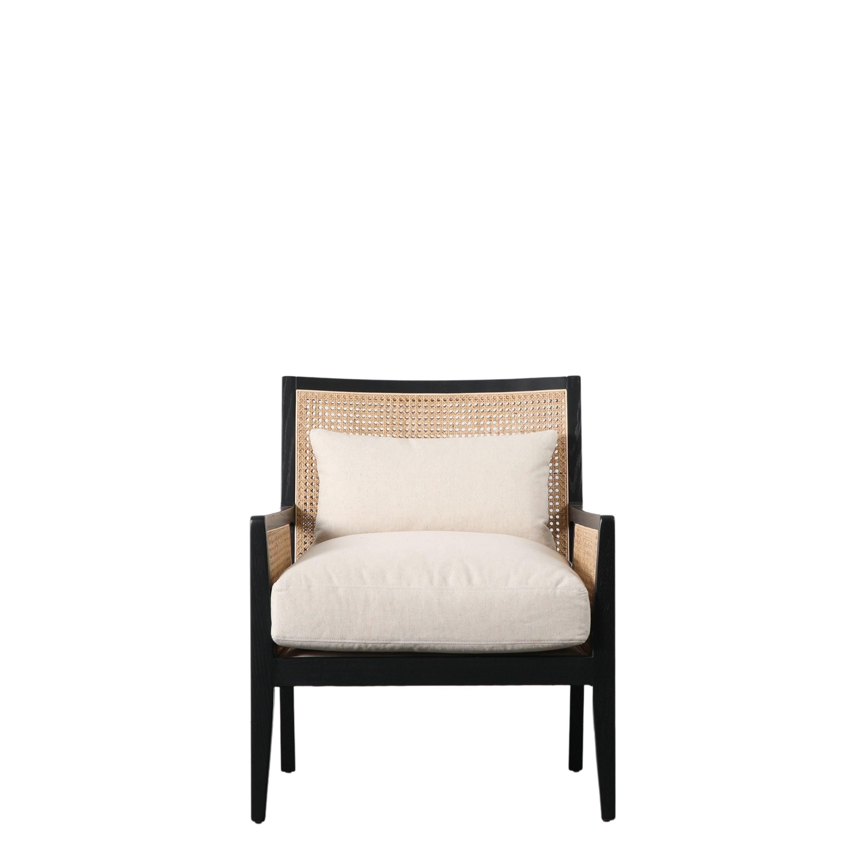Opus Rattan Weave Armchair with Black Timber Frame - Maison Rêves UK