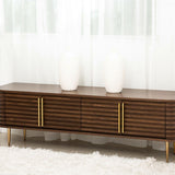 Paris Natural Walnut Media Unit with Gold Brass Handles by Berkeley Designs - Maison Rêves UK