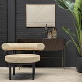 Pogoro Brown Wood Console Table with Dark Brass Frame - Maison Rêves UK
