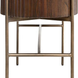 Pogoro Brown Wood Console Table with Dark Brass Frame - Maison Rêves UK