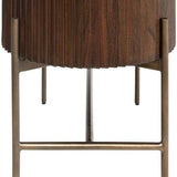 Pogoro Brown Wood Console Table with Dark Brass Frame - Maison Rêves UK