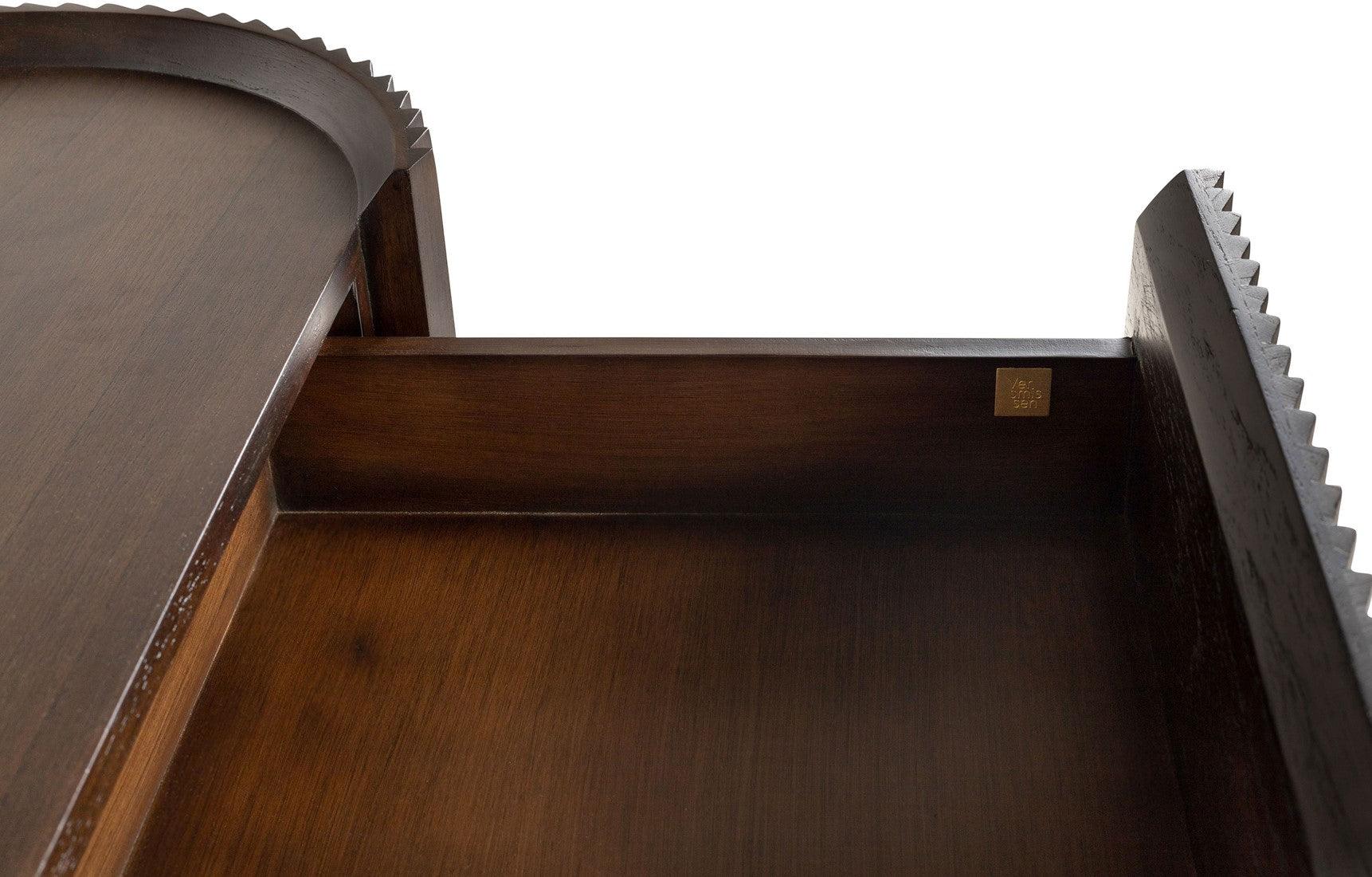 Pogoro Brown Wood Console Table with Dark Brass Frame - Maison Rêves UK