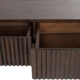 Pogoro Brown Wood Console Table with Dark Brass Frame - Maison Rêves UK