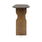 Ray Bronze Steel Console Table with Brown Oak Wood Top - Maison Rêves UK