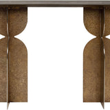Ray Bronze Steel Console Table with Brown Oak Wood Top - Maison Rêves UK