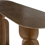 Ray Bronze Steel Console Table with Brown Oak Wood Top - Maison Rêves UK