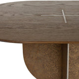 Ray Bronze Steel Console Table with Brown Oak Wood Top - Maison Rêves UK
