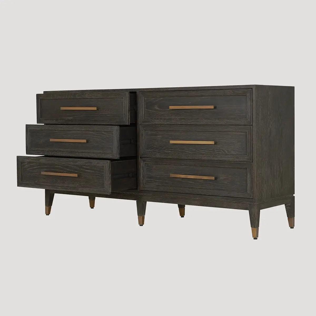 Renmin 6 Drawer Chest Reclaimed Carbon Oak by Eccotrading Design London - Maison Rêves UK