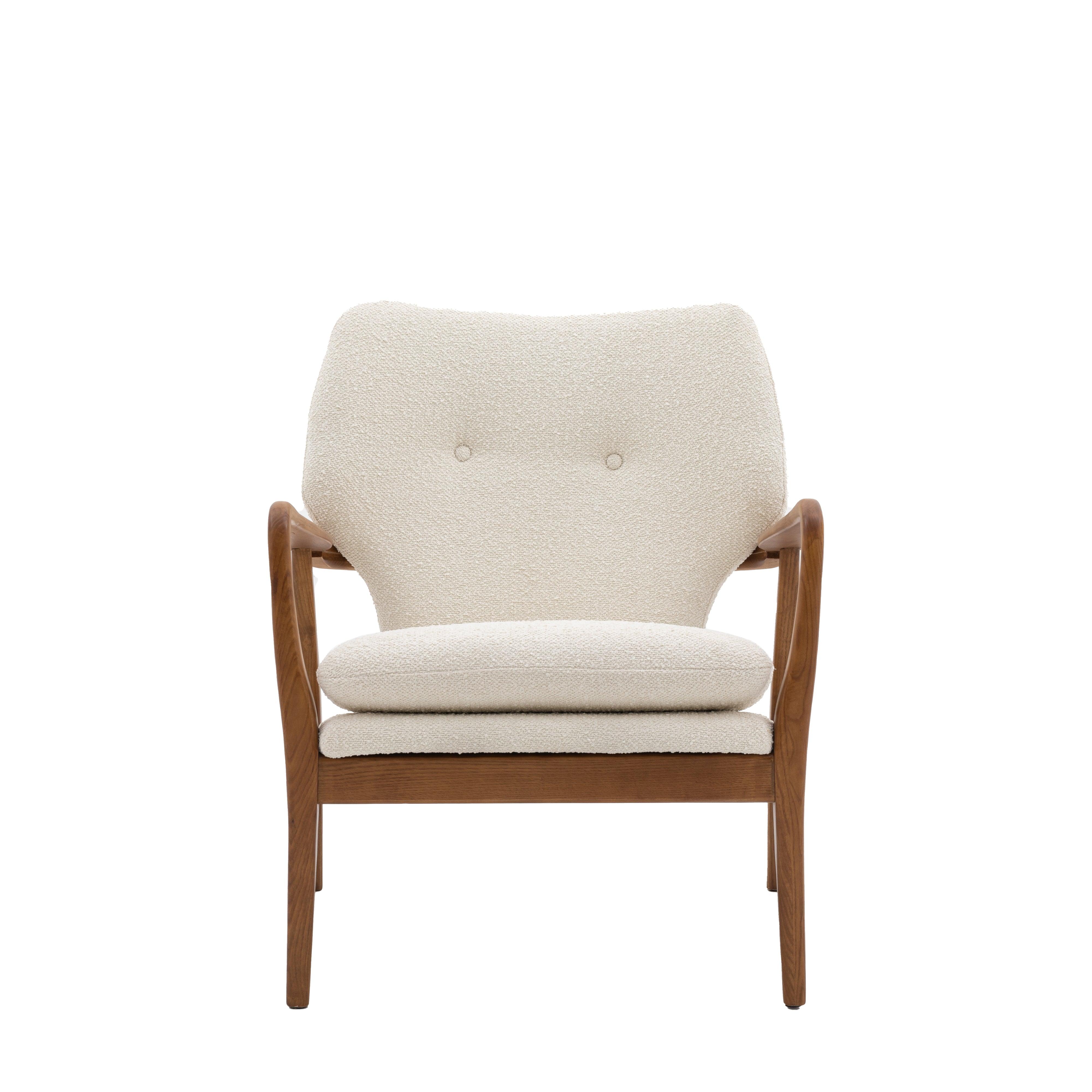 Rivervista Armchair Cream Fabric with Oak Frame - Maison Rêves UK