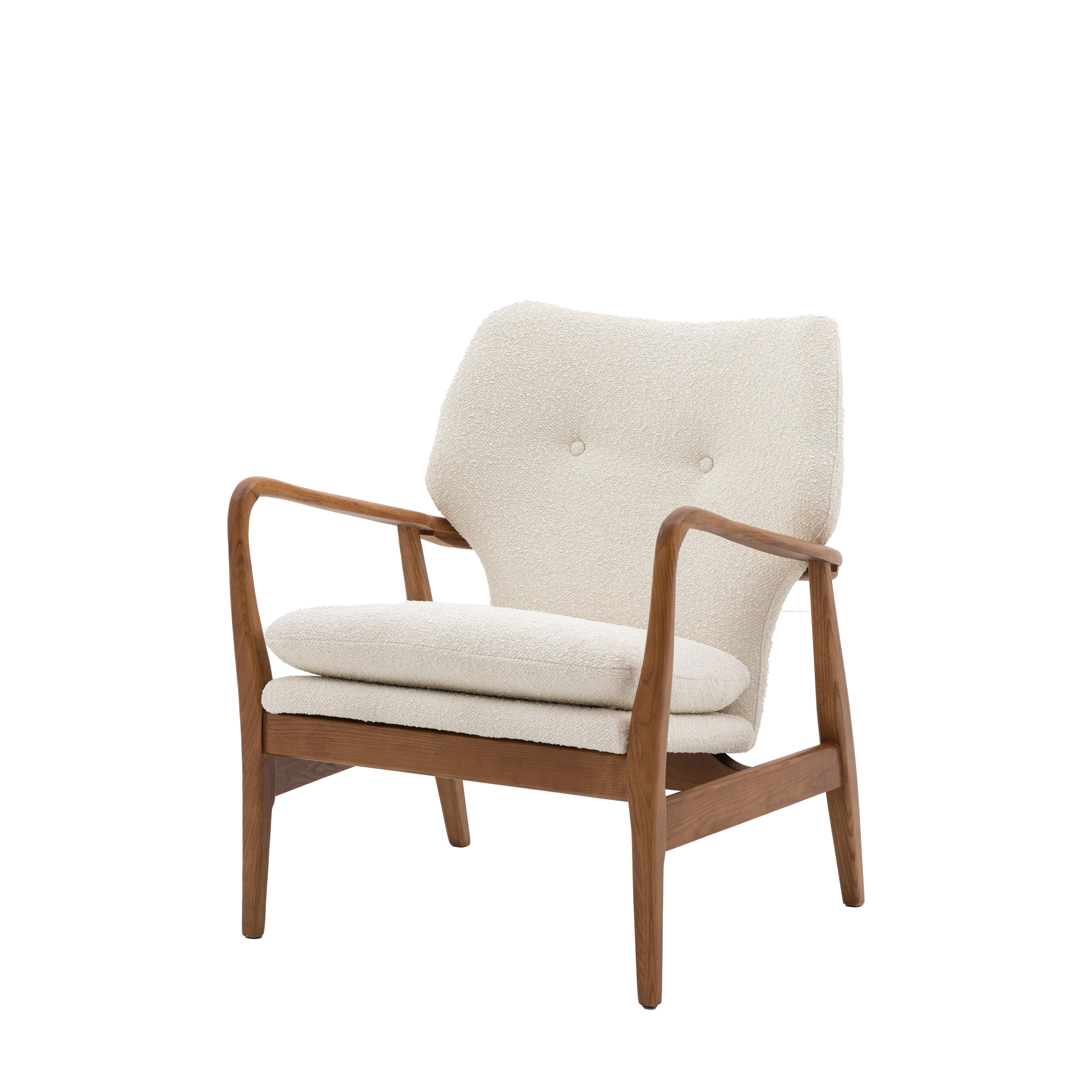 Rivervista Armchair Cream Fabric with Oak Frame - Maison Rêves UK