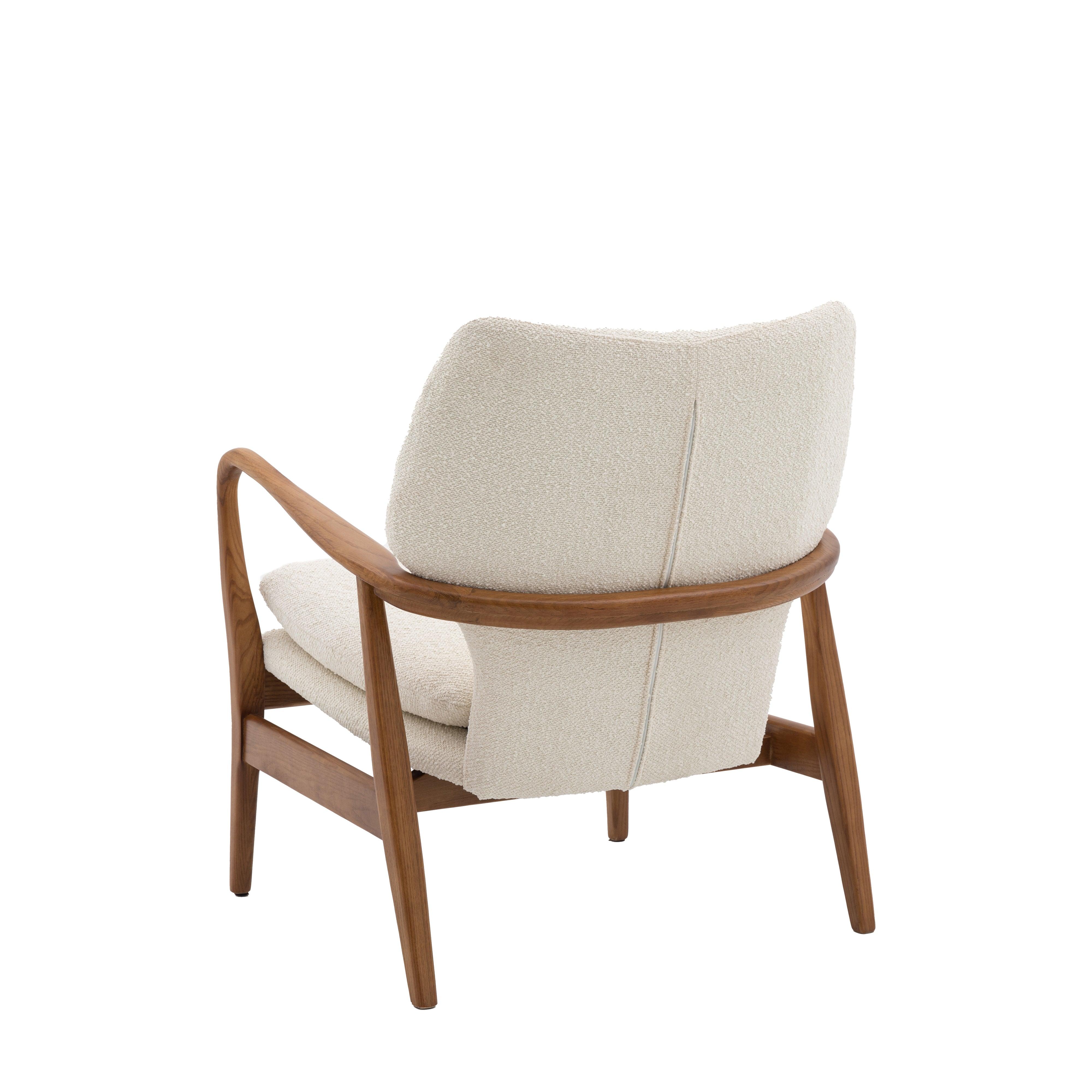 Rivervista Armchair Cream Fabric with Oak Frame - Maison Rêves UK
