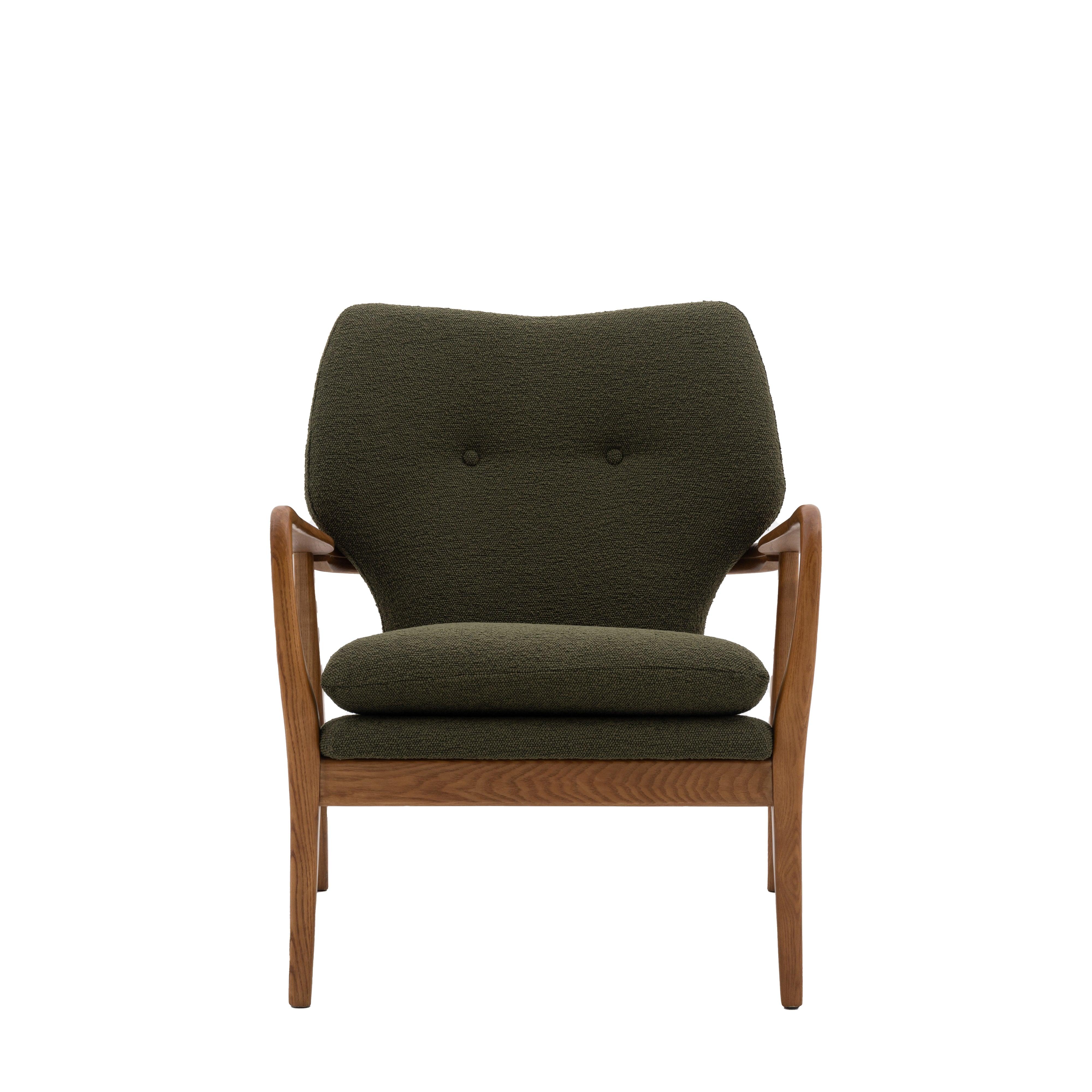 Rivervista Armchair Green Fabric with Oak Frame - Maison Rêves UK