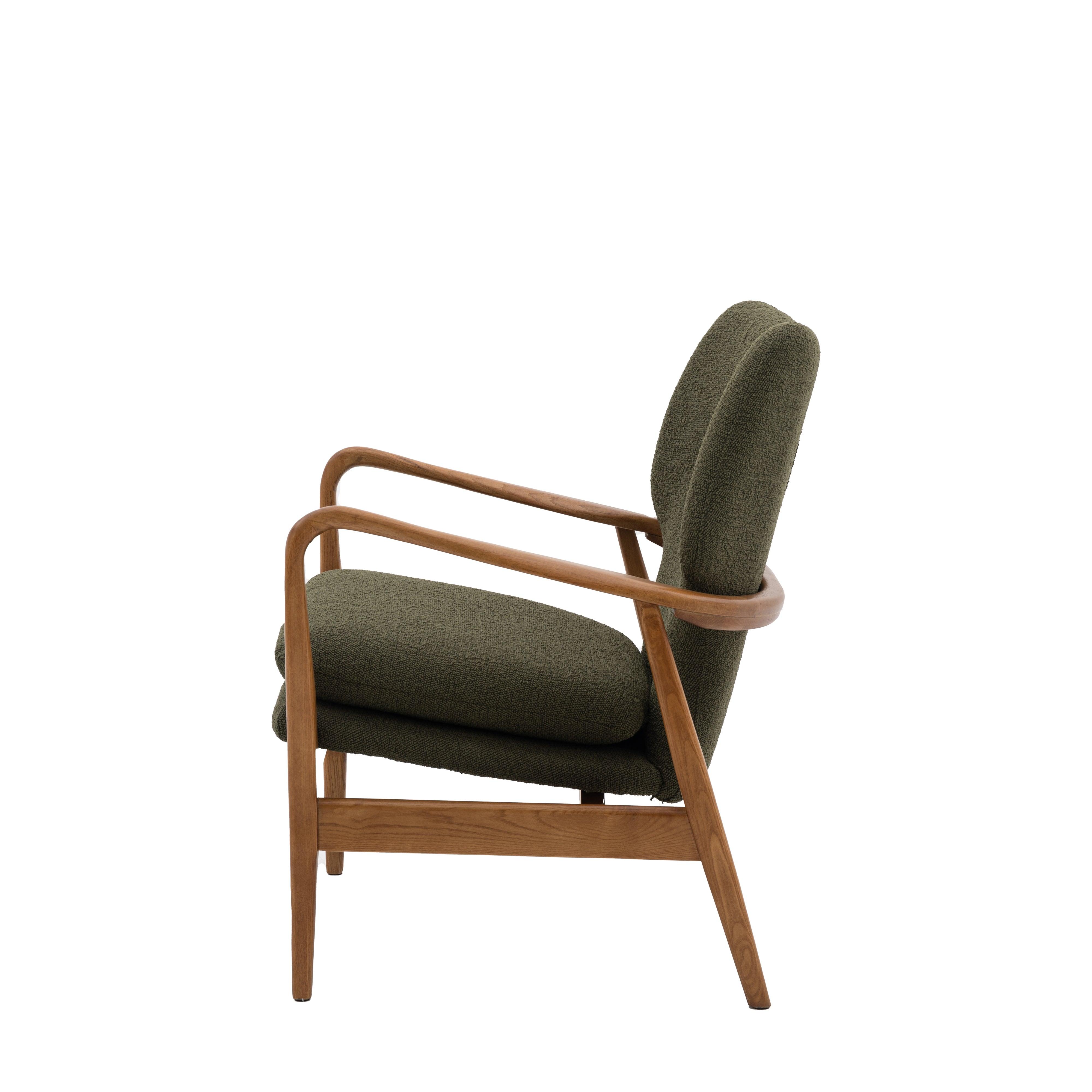 Rivervista Armchair Green Fabric with Oak Frame - Maison Rêves UK