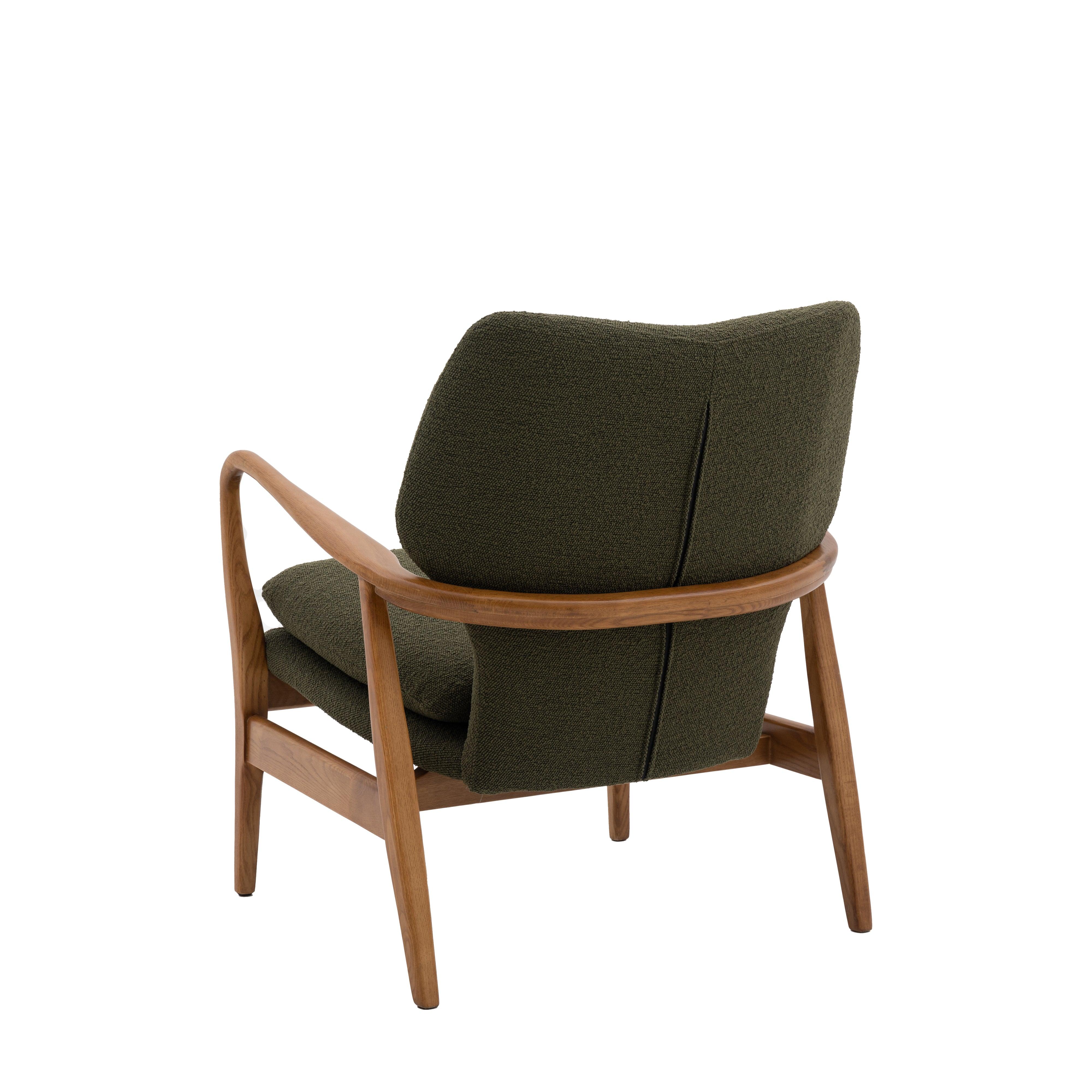 Rivervista Armchair Green Fabric with Oak Frame - Maison Rêves UK