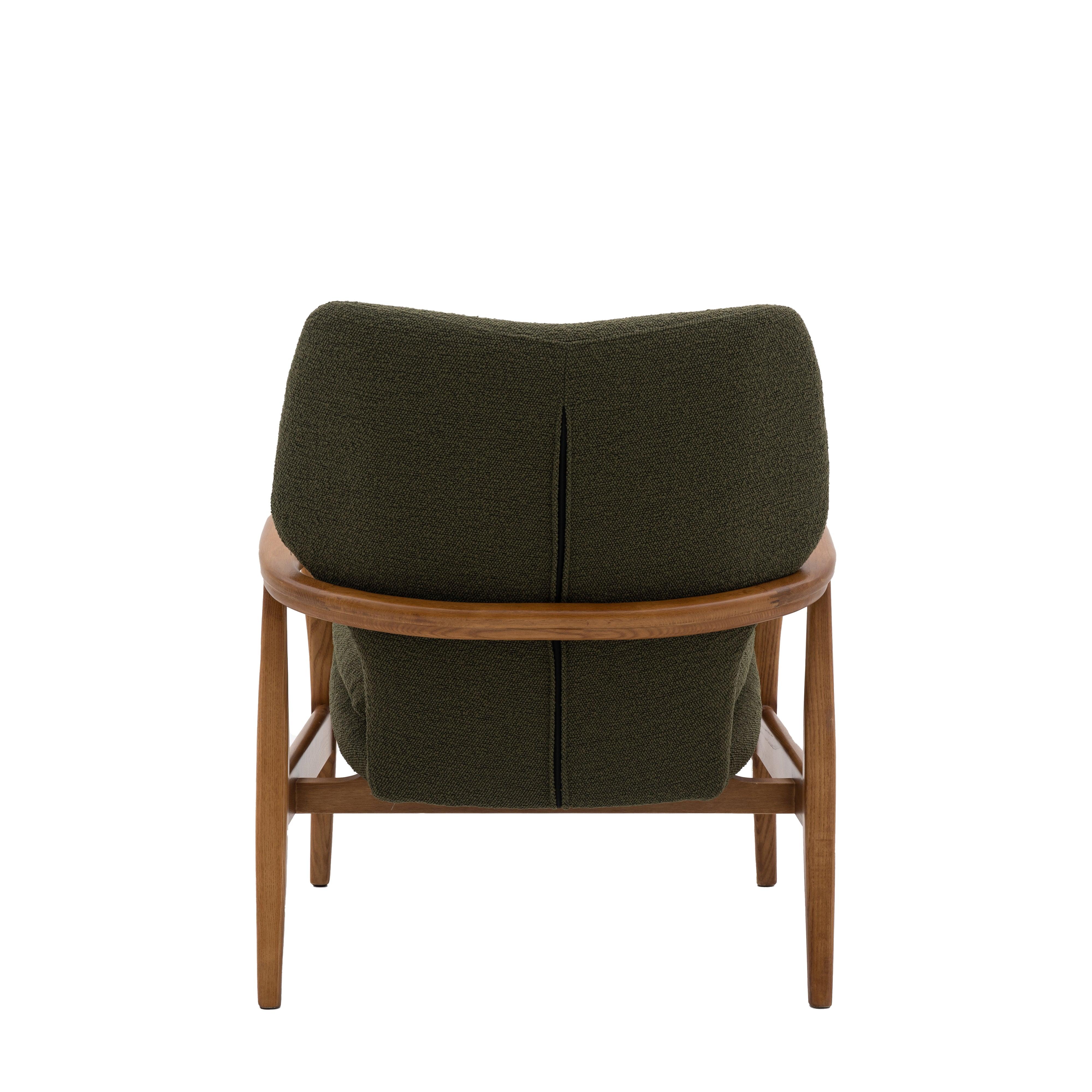 Rivervista Armchair Green Fabric with Oak Frame - Maison Rêves UK