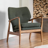 Rivervista Armchair Green Fabric with Oak Frame - Maison Rêves UK
