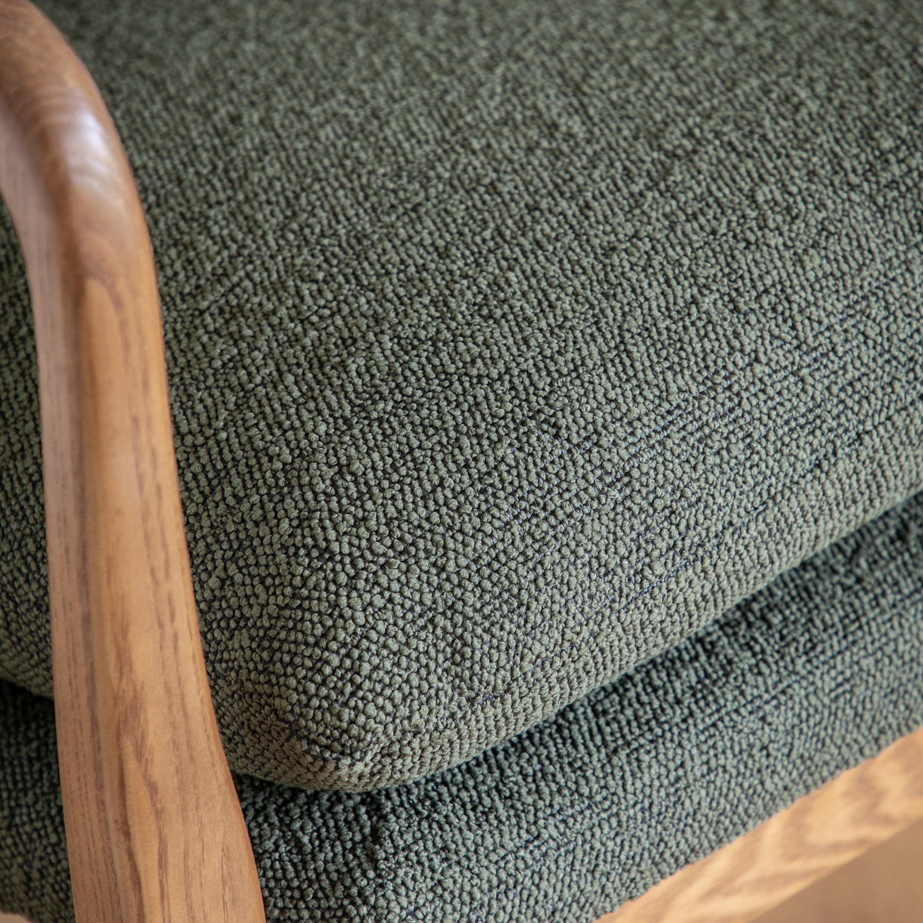 Rivervista Armchair Green Fabric with Oak Frame - Maison Rêves UK