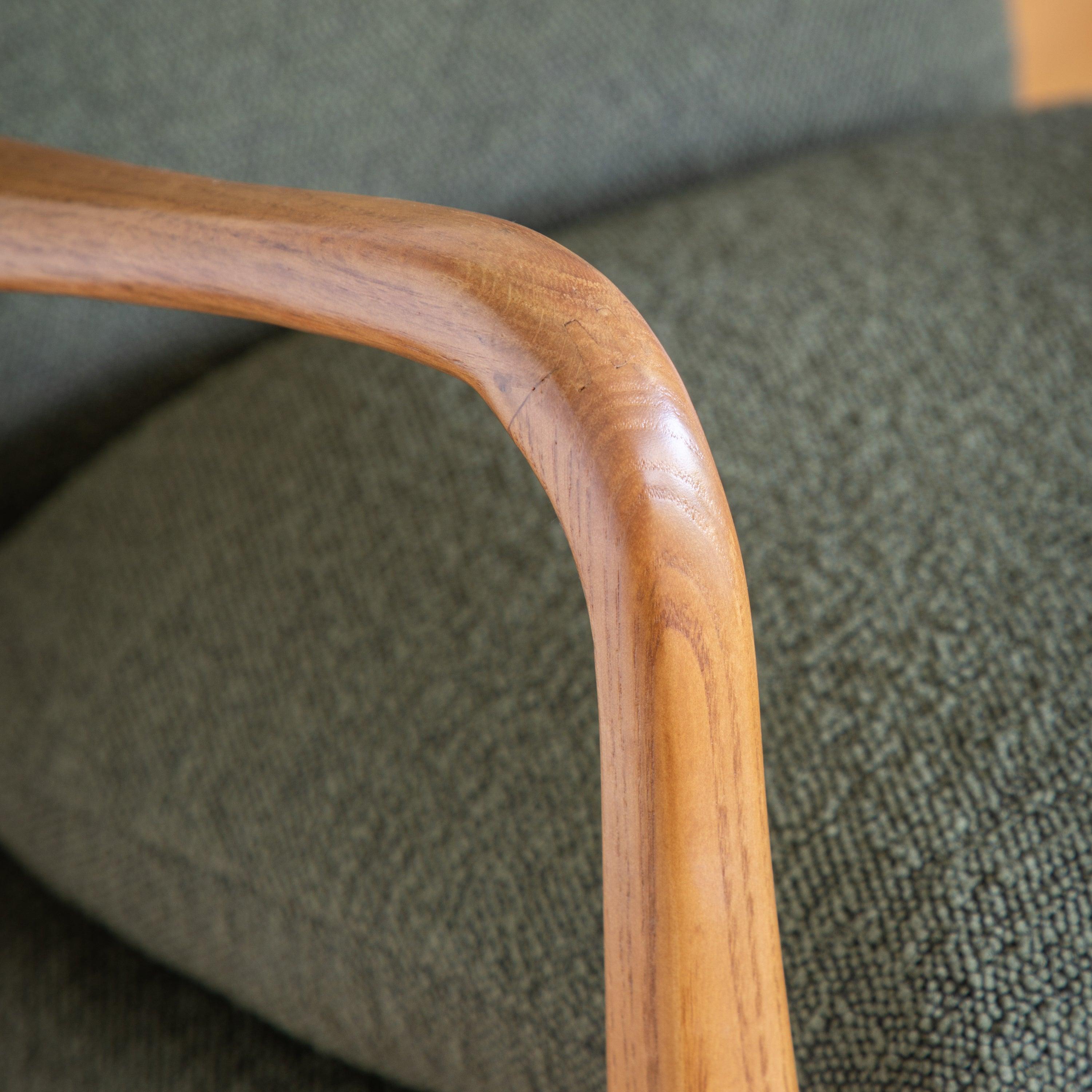 Rivervista Armchair Green Fabric with Oak Frame - Maison Rêves UK