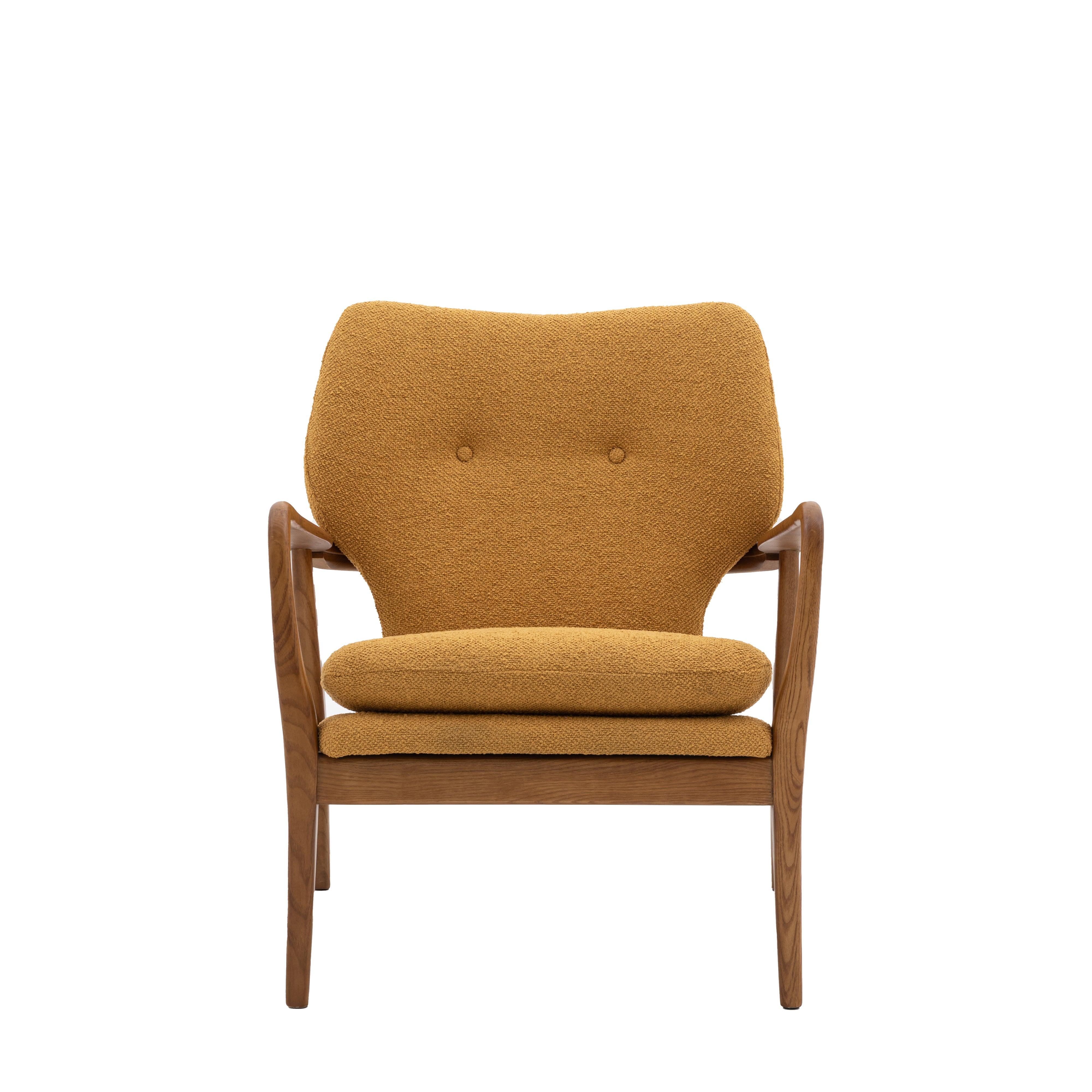 Rivervista Armchair Ochre Fabric with Oak Frame - Maison Rêves UK