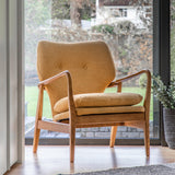 Rivervista Armchair Ochre Fabric with Oak Frame - Maison Rêves UK