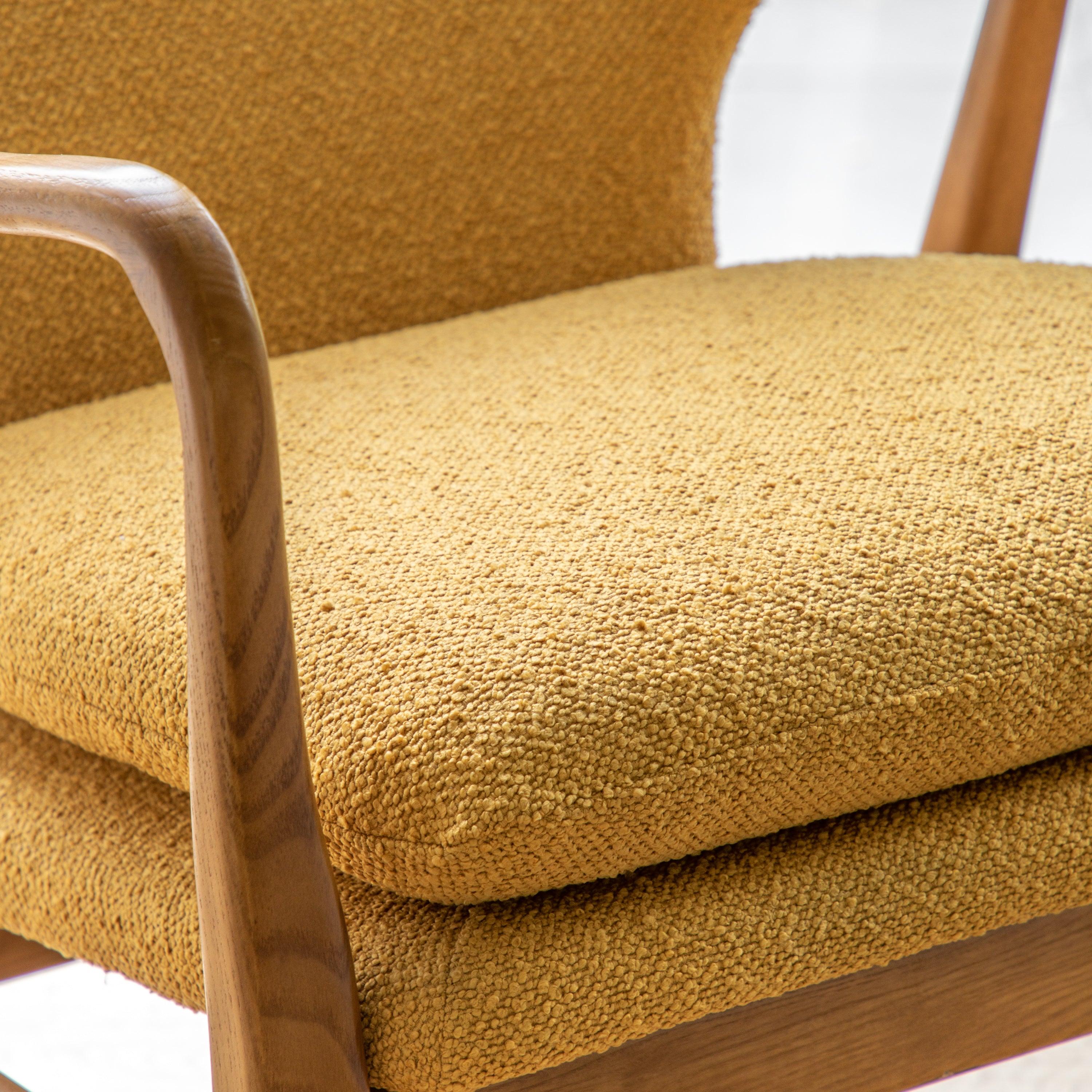 Rivervista Armchair Ochre Fabric with Oak Frame - Maison Rêves UK