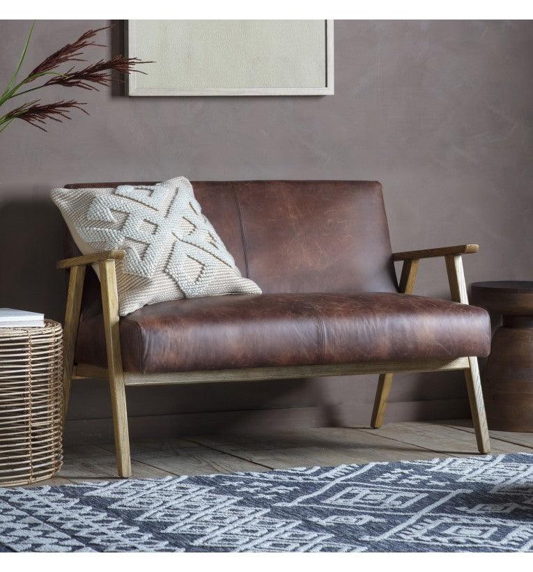 Serenara 2 Seater Sofa Vintage Brown Leather - Maison Rêves UK