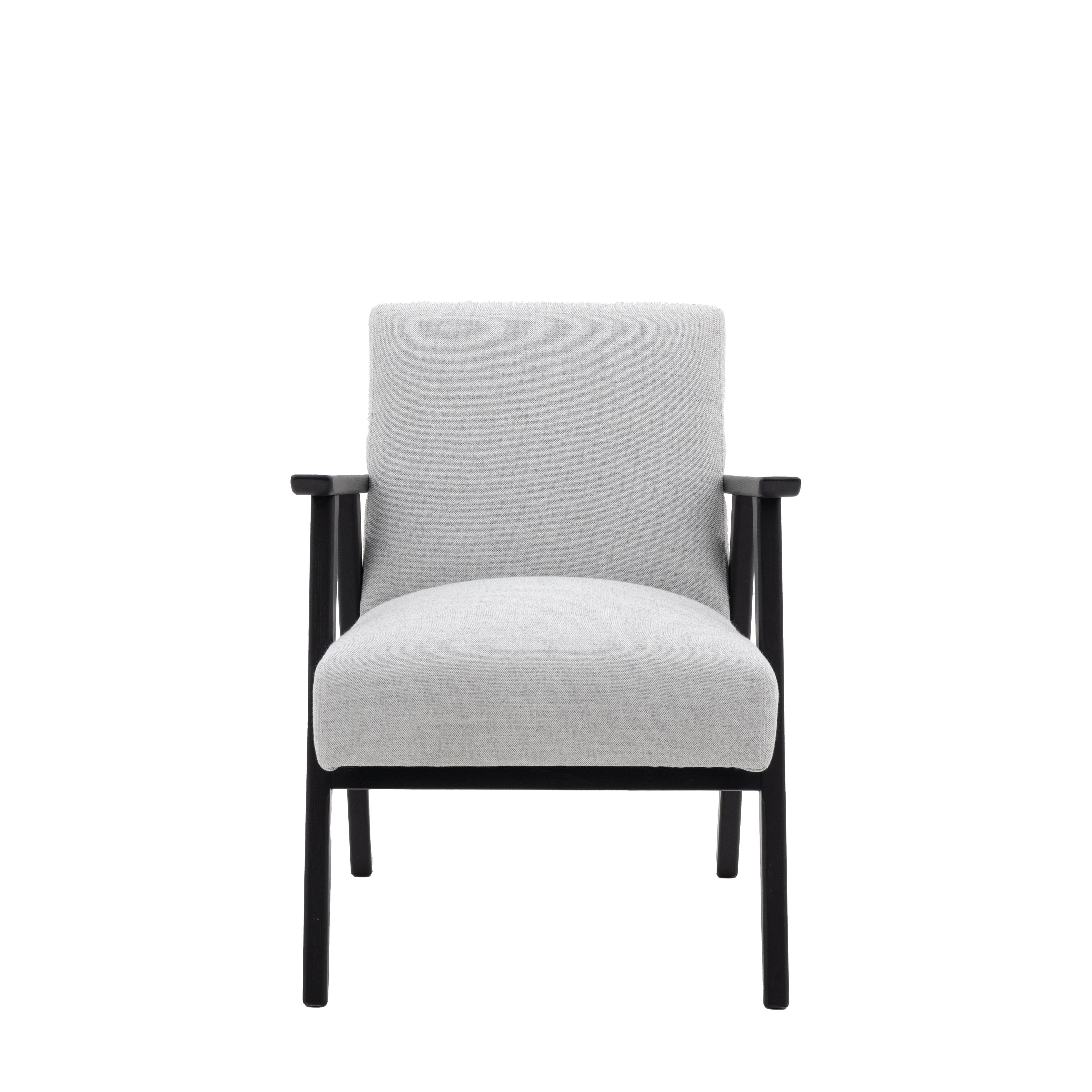 Serenara Armchair Mottled Stone Fabric with Oak Frame - Maison Rêves UK