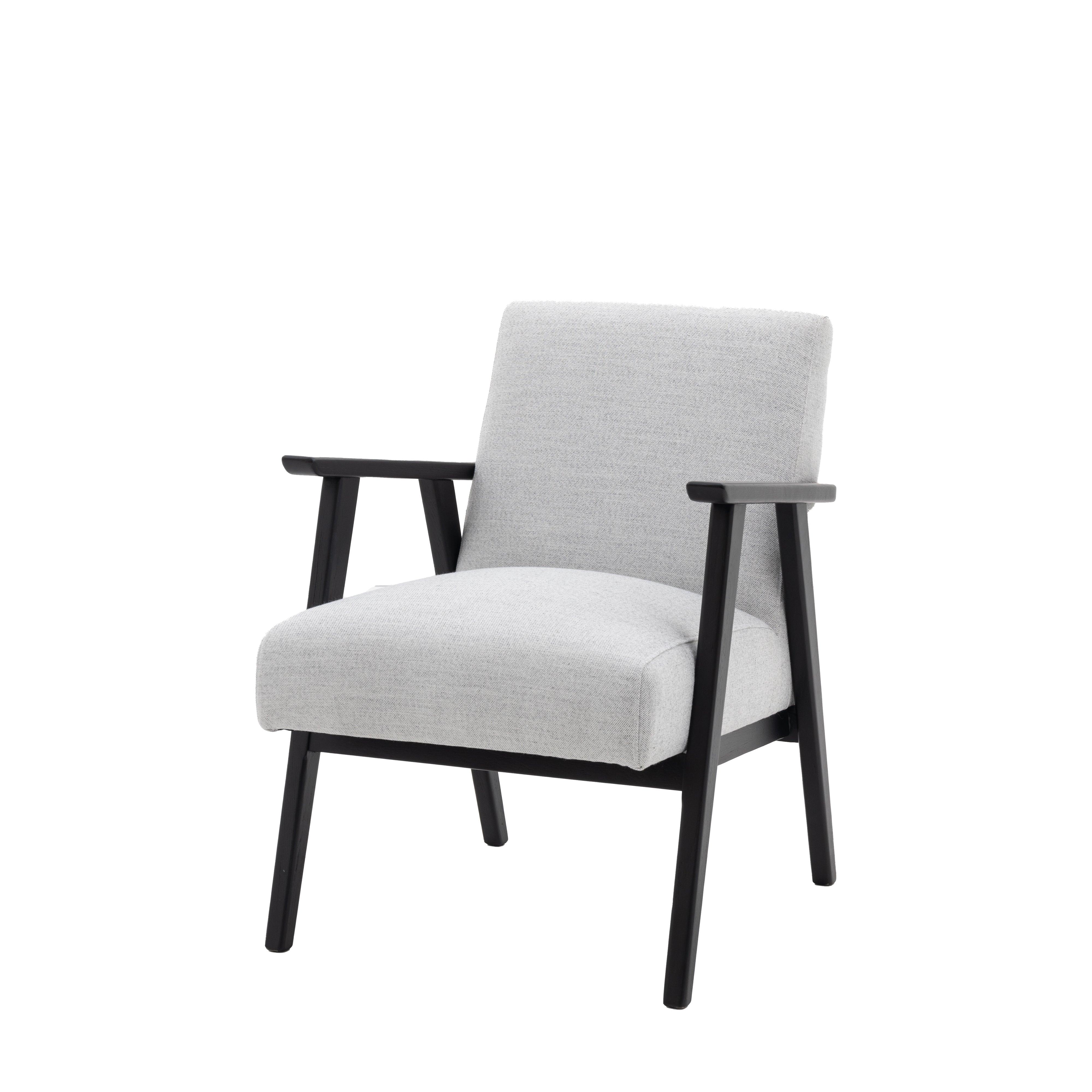 Serenara Armchair Mottled Stone Fabric with Oak Frame - Maison Rêves UK