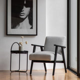 Serenara Armchair Mottled Stone Fabric with Oak Frame - Maison Rêves UK