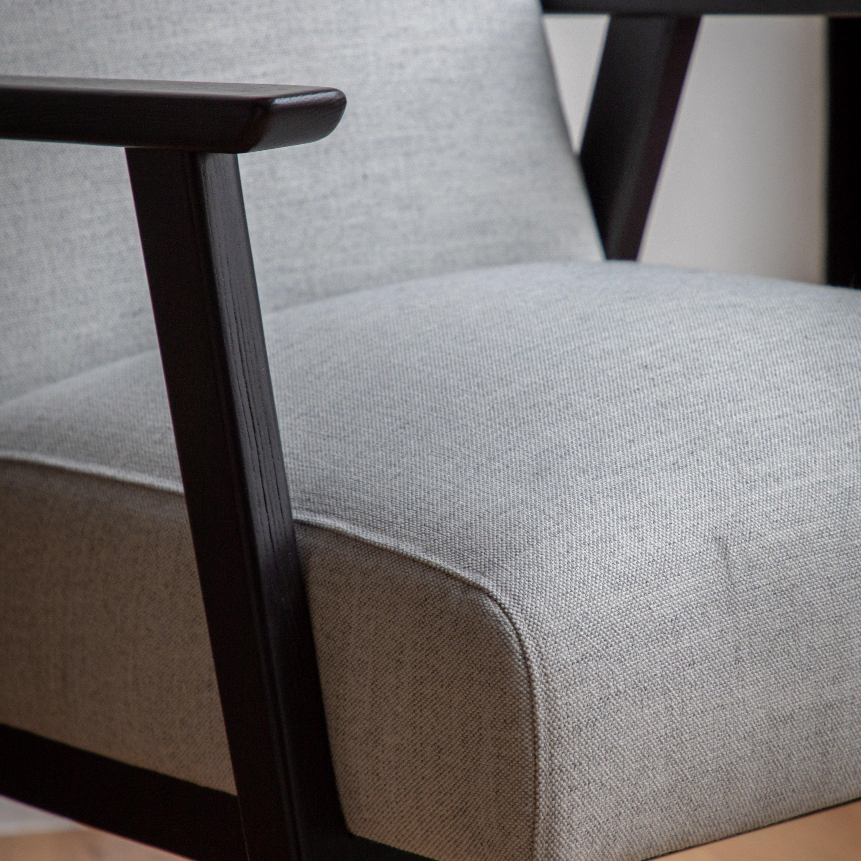 Serenara Armchair Mottled Stone Fabric with Oak Frame - Maison Rêves UK