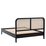 Severin Rattan Double 4'6 Bed with Black Oak Wood Frame - Maison Rêves UK