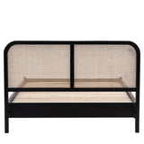 Severin Rattan Double 4'6 Bed with Black Oak Wood Frame - Maison Rêves UK