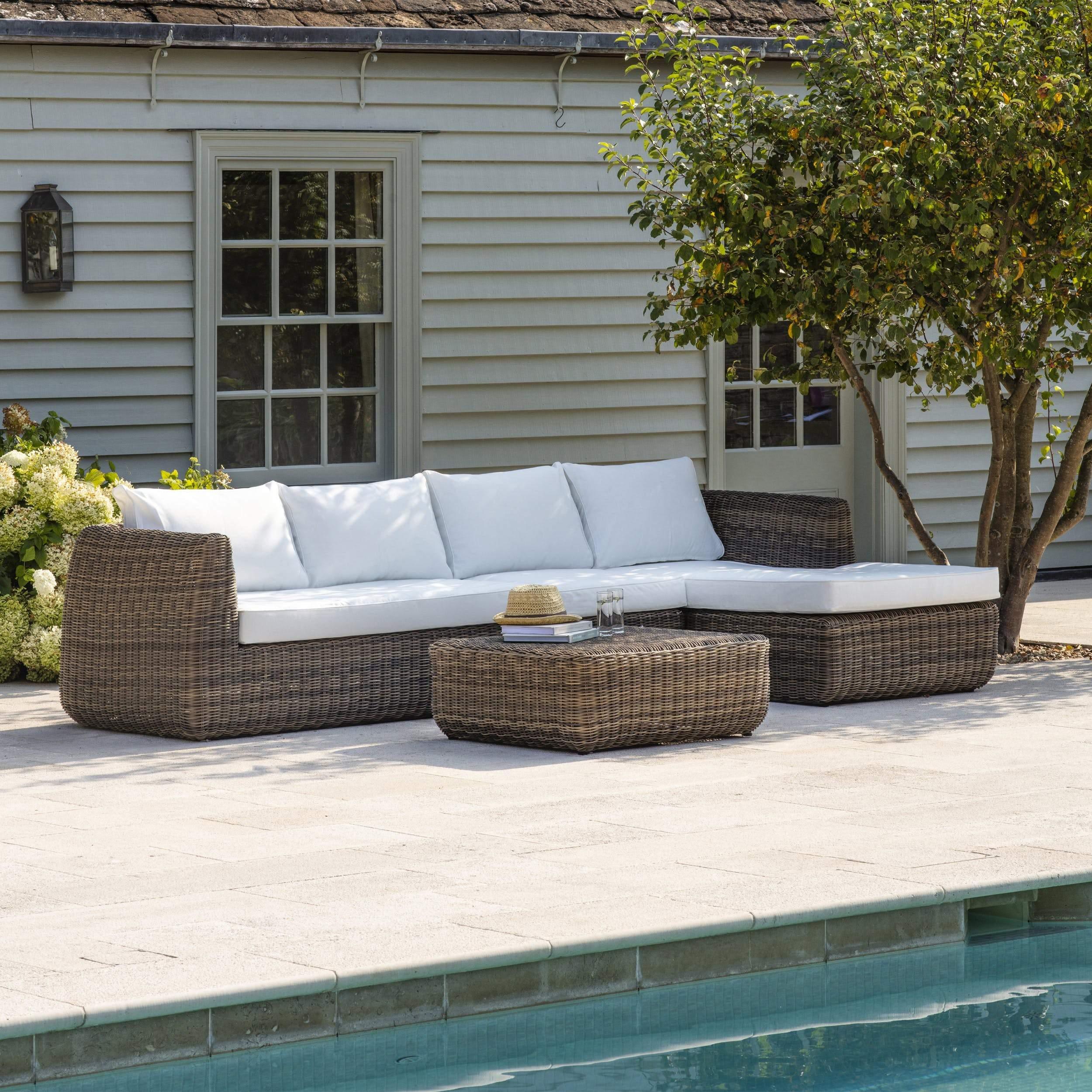 Skala Outdoor All Weather Rattan Sofa Set with Ottoman - Maison Rêves UK