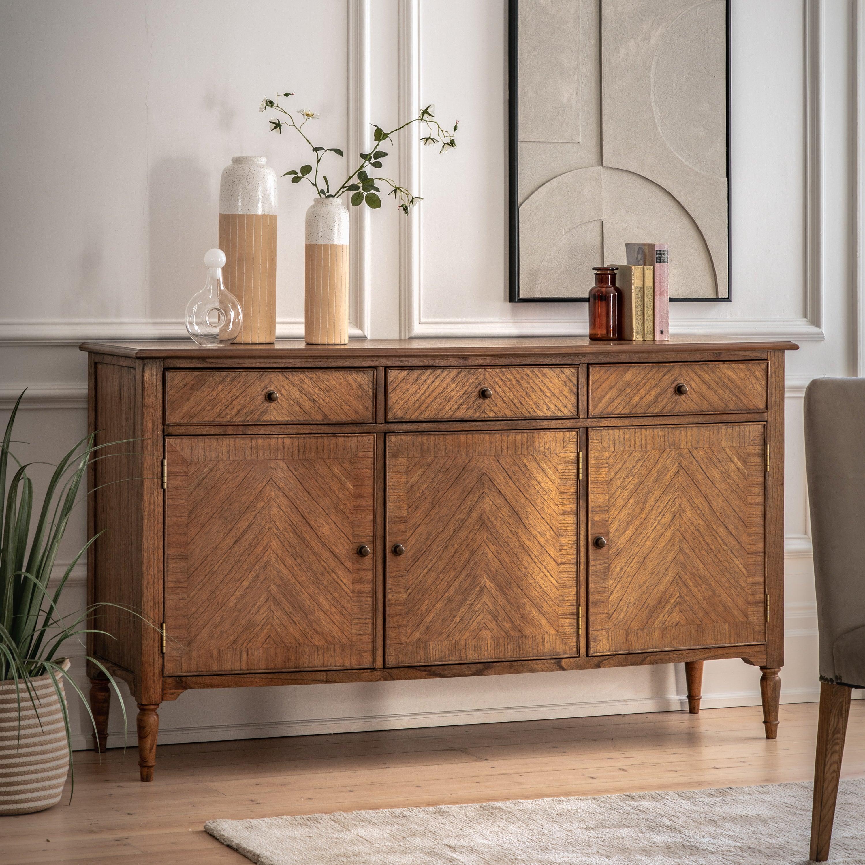 Solanis 3 Door/3 Drawer Mindi Wood Sideboard - Maison Rêves UK