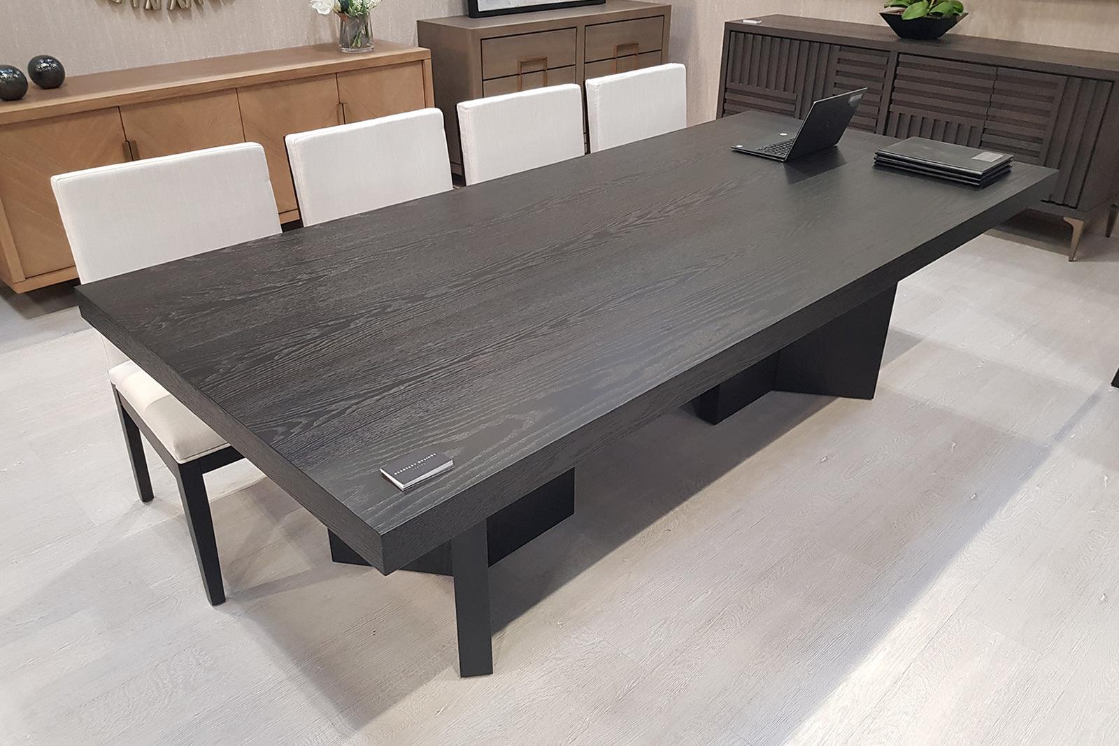 Modern Design 10-Seater Dining Table in Textured Dark Oak Veneer - interitower