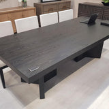 Modern Design 10-Seater Dining Table in Textured Dark Oak Veneer - interitower