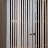 Stella 2 Door Oak Wood Cocktail Cabinet with Black Metal Base - Maison Rêves UK
