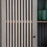 Stella 2 Door Oak Wood Cocktail Cabinet with Black Metal Base - Maison Rêves UK
