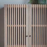 Stella 2 Door Oak Wood Cocktail Cabinet with Black Metal Base - Maison Rêves UK