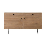 Stella Oak Wood 2 Drawer 2 Door Sideboard with Black Metal Legs - Maison Rêves UK